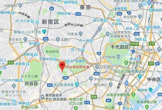 神宮球場と秩父宮ラグビー場は、隣同士