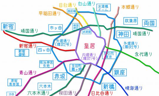 都心部の道路概略地図